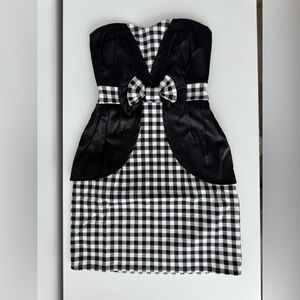 Strapless dress - black & white checkered